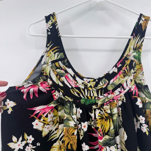 Rip Curl Dress Women XS Black Floral Sleeveless Tropical Rayon Short Beach - Picture 3 of 11